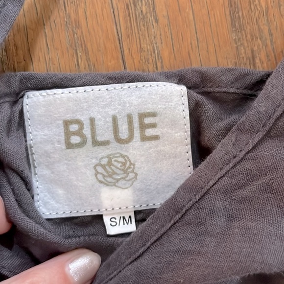 Blue (French brand) S/M gray sheer cotton embroidery dress 3/4 sleeve NWT beauty - Picture 9 of 10